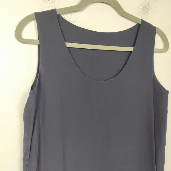 Peter Cohen Midi Slip Dress Women Small Black Silky Jersey Side Slits Minimalist